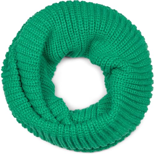 styleBREAKER Unisex Feinstrick Schal, einfarbiger Loop Schlauchschal, Feinripp Winter Strickschal, Loopschal 01018112, Farbe:Grün von styleBREAKER
