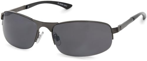 styleBREAKER Unisex Halbrand Sonnenbrille mit rechteckigen Polycarbonat Gläsern und Federscharnier, 09020051, Farbe:Gestell Anthrazit/Glas Grau getönt von styleBREAKER