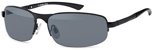 styleBREAKER Unisex Halbrand Sonnenbrille mit rechteckigen Polycarbonat Gläsern und Federscharnier, 09020051, Farbe:Gestell Schwarz/Glas Grau getönt von styleBREAKER