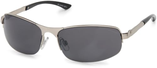 styleBREAKER Unisex Halbrand Sonnenbrille mit rechteckigen Polycarbonat Gläsern und Federscharnier, 09020051, Farbe:Gestell Silber/Glas Grau getönt von styleBREAKER