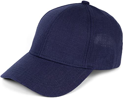 styleBREAKER Unisex Leinen Baseball Cap Einfarbig, 6-Panel Basecap, Metallschnalle verstellbar 04023089, Farbe:Dunkelblau von styleBREAKER