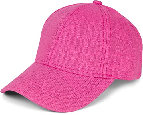 styleBREAKER Unisex Leinen Baseball Cap Einfarbig, 6-Panel Basecap, Metallschnalle verstellbar 04023089, Farbe:Pink von styleBREAKER