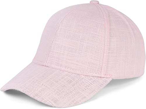 styleBREAKER Unisex Leinen Baseball Cap Einfarbig, 6-Panel Basecap, Metallschnalle verstellbar 04023089, Farbe:Rose von styleBREAKER