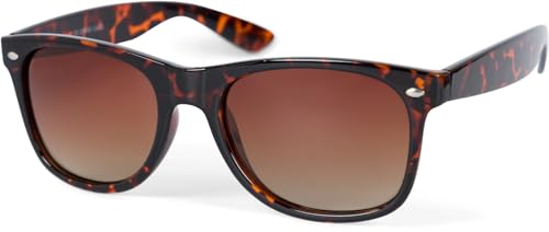 styleBREAKER Unisex Nerd Sonnenbrille mit Kunststoff Rahmen und Polarisierten Blendfreien Gläsern, Retro Style 09020132, Farbe:Gestell Braun Demi/Glas Braun Verlauf von styleBREAKER