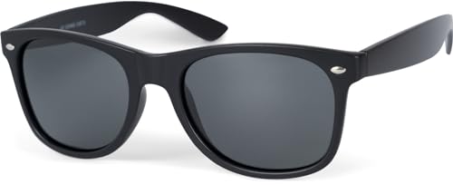 styleBREAKER Unisex Nerd Sonnenbrille mit Kunststoff Rahmen und Polarisierten Blendfreien Gläsern, Retro Style 09020132, Farbe:Gestell Schwarz/Glas Grau getönt von styleBREAKER