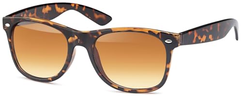 styleBREAKER Unisex Nerd Sonnenbrille mit verspiegelten oder getönten Gläsern, klassisches Retro Design 09020039, Farbe:Gestell Braun Demi/Glas Braun Verlauf von styleBREAKER