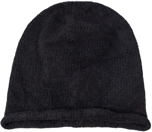 styleBREAKER Unisex Oversize Strick Beanie Mütze mit Rollrand, Warme Winter Strickmütze Einfarbig, Loose fit 04024207, Farbe:Schwarz von styleBREAKER