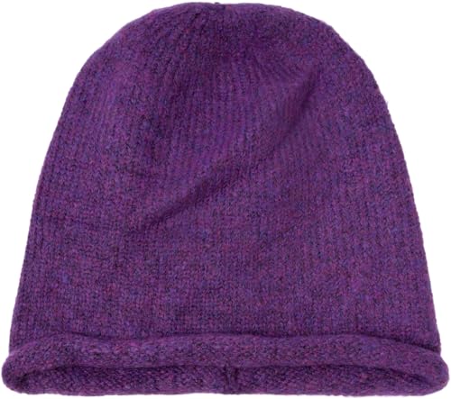 styleBREAKER Unisex Oversize Strick Beanie Mütze mit Rollrand, Warme Winter Strickmütze Einfarbig, Loose fit 04024207, Farbe:Violett von styleBREAKER