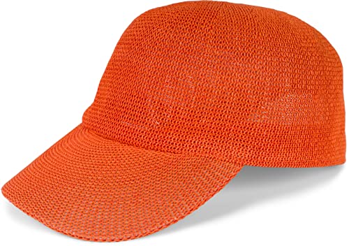styleBREAKER Papierstroh Baseball Cap einfarbig | luftiges Sommer Basecap mit Metallschnalle verstellbar | Unisex Cap mit Schweißband für Damen und Herren, Farbe:Orange von styleBREAKER