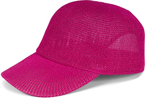 styleBREAKER Unisex Papierstroh Baseball Cap Einfarbig, Luftiges Sommer Basecap, Metallschnalle verstellbar 04023090, Farbe:Pink von styleBREAKER