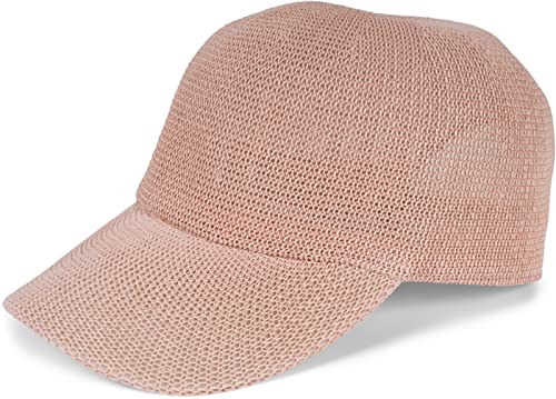 styleBREAKER Unisex Papierstroh Baseball Cap Einfarbig, Luftiges Sommer Basecap, Metallschnalle verstellbar 04023090, Farbe:Rose von styleBREAKER