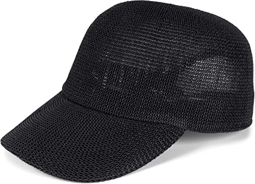 styleBREAKER Papierstroh Baseball Cap einfarbig | luftiges Sommer Basecap mit Metallschnalle verstellbar | Unisex Cap mit Schweißband für Damen und Herren, Farbe:Schwarz von styleBREAKER