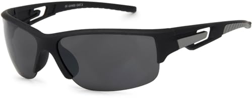 styleBREAKER Unisex Sport Sonnenbrille mit getönten Gläsern, Halbrand Outdoor Sportbrille mit flexiblen Bügeln 09020049, Farbe:Gestell Schwarz-Grau/Glas Grau getönt von styleBREAKER