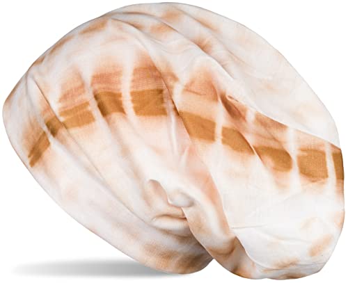 styleBREAKER Unisex Stoff Beanie Mütze mit Batik Streifen Muster Print, Leichte Longbeanie mit Farbverlauf 04024187, Farbe:Braun-Beige von styleBREAKER