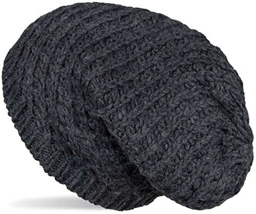 styleBREAKER Unisex Strick Beanie Mütze grob gestrickt, Slouch Longbeanie, Grobstick Winter Strickmütze 04024158, Farbe:Dunkelgrau von styleBREAKER