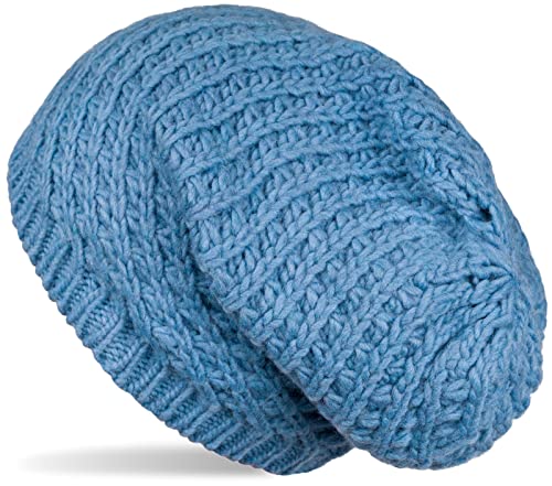 styleBREAKER Unisex Strick Beanie Mütze grob gestrickt, Slouch Longbeanie, Grobstick Winter Strickmütze 04024158, Farbe:Hellblau von styleBREAKER