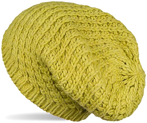 styleBREAKER Unisex Strick Beanie Mütze grob gestrickt, Slouch Longbeanie, Grobstick Winter Strickmütze 04024158, Farbe:Limettengrün von styleBREAKER