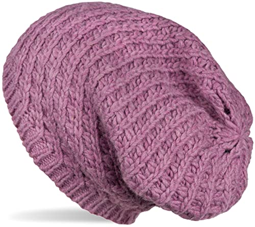 styleBREAKER Unisex Strick Beanie Mütze grob gestrickt, Slouch Longbeanie, Grobstick Winter Strickmütze 04024158, Farbe:Mauve von styleBREAKER