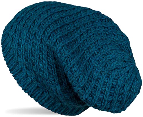 styleBREAKER Unisex Strick Beanie Mütze grob gestrickt, Slouch Longbeanie, Grobstick Winter Strickmütze 04024158, Farbe:Petrol von styleBREAKER