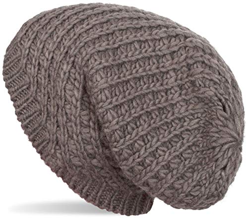 styleBREAKER Unisex Strick Beanie Mütze grob gestrickt, Slouch Longbeanie, Grobstick Winter Strickmütze 04024158, Farbe:Taupe von styleBREAKER