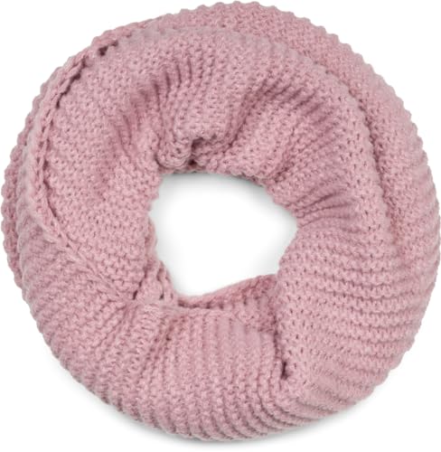 styleBREAKER Unisex Strick Loop Schal Einfarbig mit Wellenmuster, warmer Winter Strickschal, Schlauchschal 01018169, Farbe:Altrose von styleBREAKER