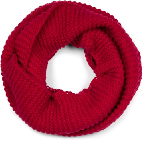 styleBREAKER Unisex Strick Loop Schal Einfarbig mit Wellenmuster, warmer Winter Strickschal, Schlauchschal 01018169, Farbe:Bordeaux-Rot von styleBREAKER