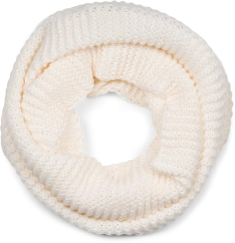 styleBREAKER Unisex Strick Loop Schal Einfarbig mit Wellenmuster, warmer Winter Strickschal, Schlauchschal 01018169, Farbe:Creme-Weiß von styleBREAKER