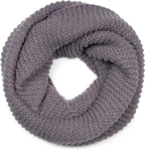 styleBREAKER Unisex Strick Loop Schal Einfarbig mit Wellenmuster, warmer Winter Strickschal, Schlauchschal 01018169, Farbe:Dunkelgrau von styleBREAKER