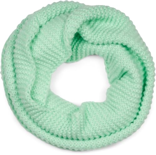 styleBREAKER Unisex Strick Loop Schal Einfarbig mit Wellenmuster, warmer Winter Strickschal, Schlauchschal 01018169, Farbe:Mint von styleBREAKER