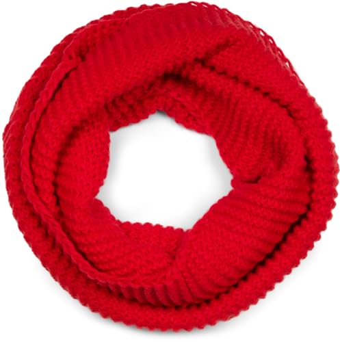 styleBREAKER Unisex Strick Loop Schal Einfarbig mit Wellenmuster, warmer Winter Strickschal, Schlauchschal 01018169, Farbe:Rot von styleBREAKER