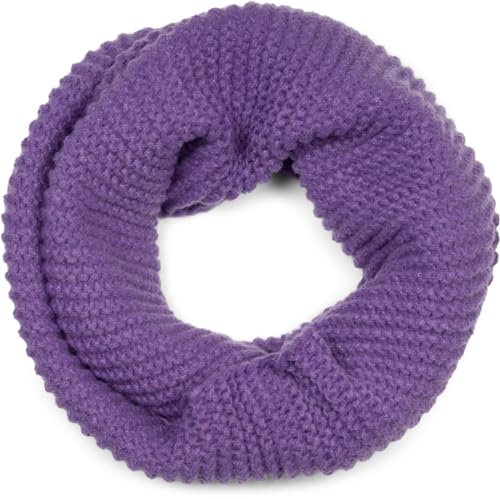 styleBREAKER Unisex Strick Loop Schal Einfarbig mit Wellenmuster, warmer Winter Strickschal, Schlauchschal 01018169, Farbe:Violett von styleBREAKER