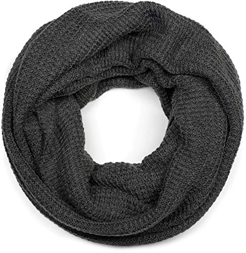 styleBREAKER Unisex Strick Loop Schal mit Karo Strickmuster, Winter Strickschal, Schlauchschal 01018162, Farbe:Dunkelgrau meliert von styleBREAKER