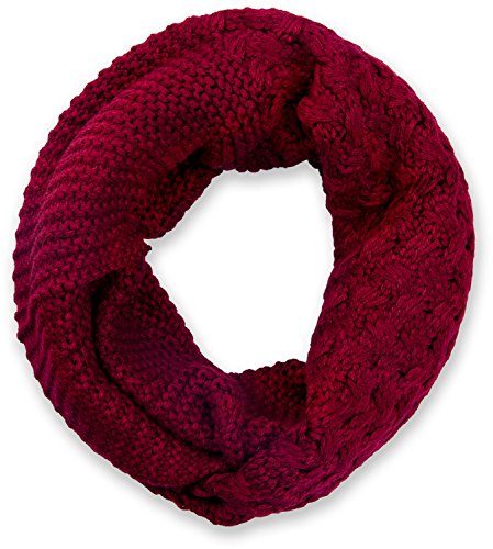 styleBREAKER Unisex Strick Loop Schal mit Mustermix, Uni Feinstrick Schlauchschal, Winter Strickschal 01018153, Farbe:Bordeaux-Rot von styleBREAKER