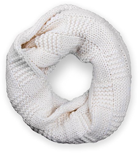 styleBREAKER Unisex Strick Loop Schal mit Patentmuster, Uni Feinstrick Schlauchschal, Winter Strickschal 01018152, Farbe:Creme-Weiß von styleBREAKER