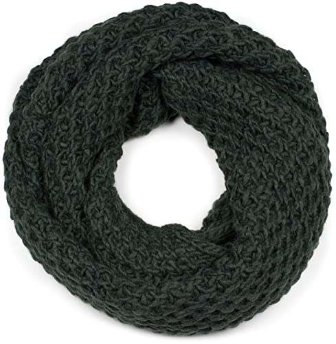 styleBREAKER Unisex Strick Loopschal grob gestrickt, Uni Schlauchschal, Winter Strickschal, Grobstrick Schal 01018157, Farbe:Dunkelgrün von styleBREAKER