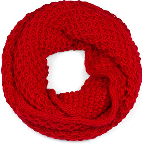 styleBREAKER Unisex Strick Loopschal grob gestrickt, Uni Schlauchschal, Winter Strickschal, Grobstrick Schal 01018157, Farbe:Rot von styleBREAKER