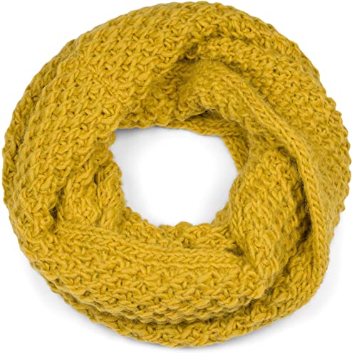 styleBREAKER Unisex Strick Loopschal grob gestrickt, Uni Schlauchschal, Winter Strickschal, Grobstrick Schal 01018157, Farbe:Senf von styleBREAKER