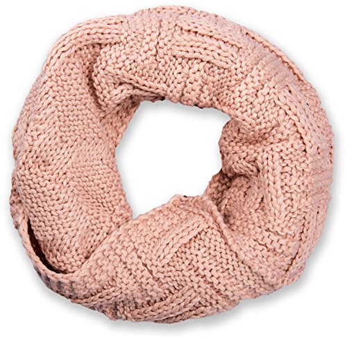 styleBREAKER Unisex Strick Loopschal mit Gitter- und Rippenmuster, Uni Feinstrick Schlauchschal, Winter Strickschal 01018155, Farbe:Altrose von styleBREAKER