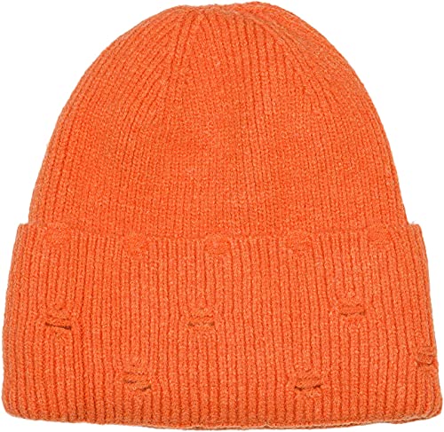 styleBREAKER Unisex Strickmütze mit Rippenmuster und Rissen im Destroyed Look, Thermo-Fleece Innenfutter, Beanie 04024191, Farbe:Orange von styleBREAKER