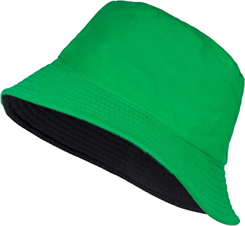 styleBREAKER Unisex Wende Fischerhut aus Baumwolle, 2 in 1 Wendehut, Sonnenhut, Bucket Hat 04025034, Farbe:Grün-Schwarz von styleBREAKER