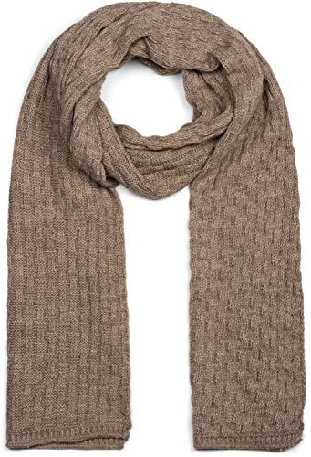 styleBREAKER Unisex einfarbiger Strick Schal mit strukturiertem Flecht Muster, Uni Winter Strickschal 01018161, Farbe:Braun meliert von styleBREAKER