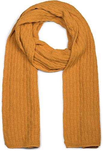 styleBREAKER Unisex einfarbiger Strick Schal mit strukturiertem Flecht Muster, Uni Winter Strickschal 01018161, Farbe:Curry von styleBREAKER