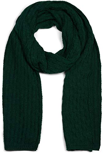 styleBREAKER Unisex einfarbiger Strick Schal mit strukturiertem Flecht Muster, Uni Winter Strickschal 01018161, Farbe:Dunkelgrün von styleBREAKER