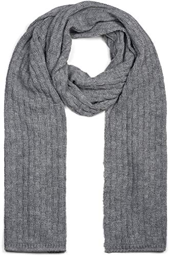 styleBREAKER Unisex einfarbiger Strick Schal mit strukturiertem Flecht Muster, Uni Winter Strickschal 01018161, Farbe:Grau meliert von styleBREAKER