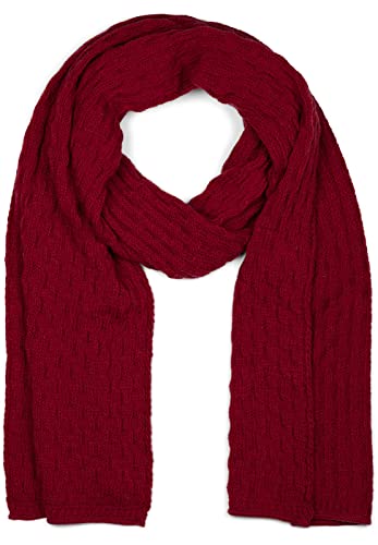 styleBREAKER Unisex einfarbiger Strick Schal mit strukturiertem Flecht Muster, Uni Winter Strickschal 01018161, Farbe:Bordeaux-Rot von styleBREAKER