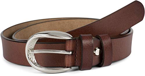 styleBREAKER Unisex schmaler Echtleder Gürtel Unifarben mit geprägter Schnalle, Leder Einfarbig, kürzbar 03010115, Farbe:Mokkabraun, Größe:90cm von styleBREAKER