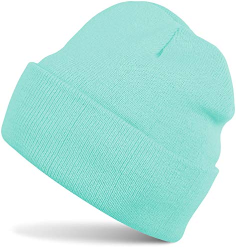 styleBREAKER Unisex Beanie Strickmütze Einfarbig, Feinstrick Mütze doppelt gestrickt, warme Winter Strickbeanie 04024029, Farbe:Mint von styleBREAKER