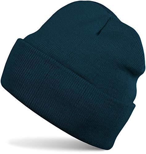 styleBREAKER Unisex Beanie Strickmütze Einfarbig, Feinstrick Mütze doppelt gestrickt, warme Winter Strickbeanie 04024029, Farbe:Petrol-Blau von styleBREAKER