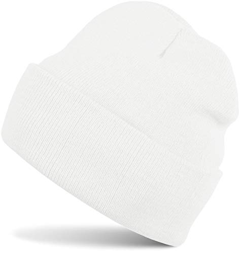 styleBREAKER Unisex Beanie Strickmütze Einfarbig, Feinstrick Mütze doppelt gestrickt, warme Winter Strickbeanie 04024029, Farbe:Weiß von styleBREAKER