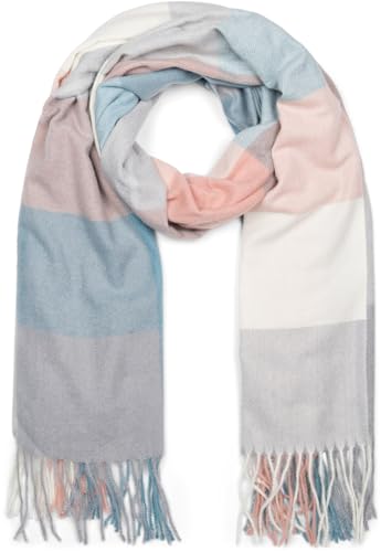 styleBREAKER Unisex weicher Karo Schal mit langen Fransen, bunt kariert, warme Winter Stola mehrfarbig 01017110, Farbe:Blau-Grau-Rose styleBREAKER Unisex weicher Karo Schal mit langen Fransen, bunt kariert, warme Winter Stola mehrfarbig 01017110, Farbe:Blau-Grau-Rose von styleBREAKER